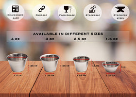 EHOMEA2Z metal condiment cups for dipping sauces and condiments.