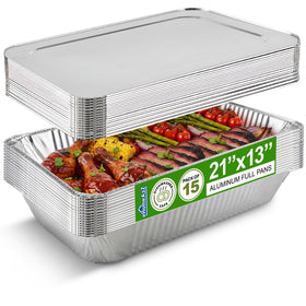 EHOMEA2Z large aluminum pan with lid, 21x13x3, ideal for roasting and serving.