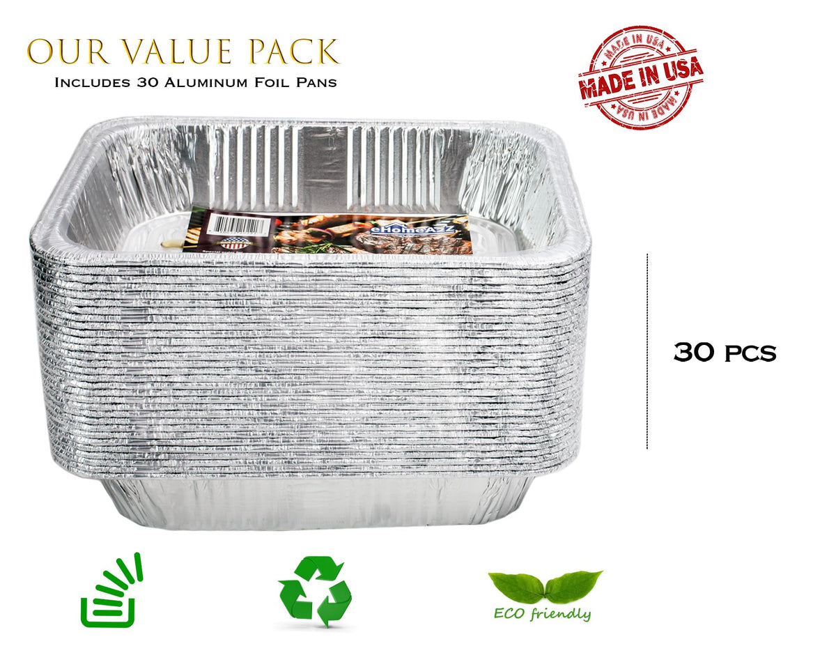 Made-in-USA aluminum trays by EHOMEA2Z for durable, leak-resistant serving.