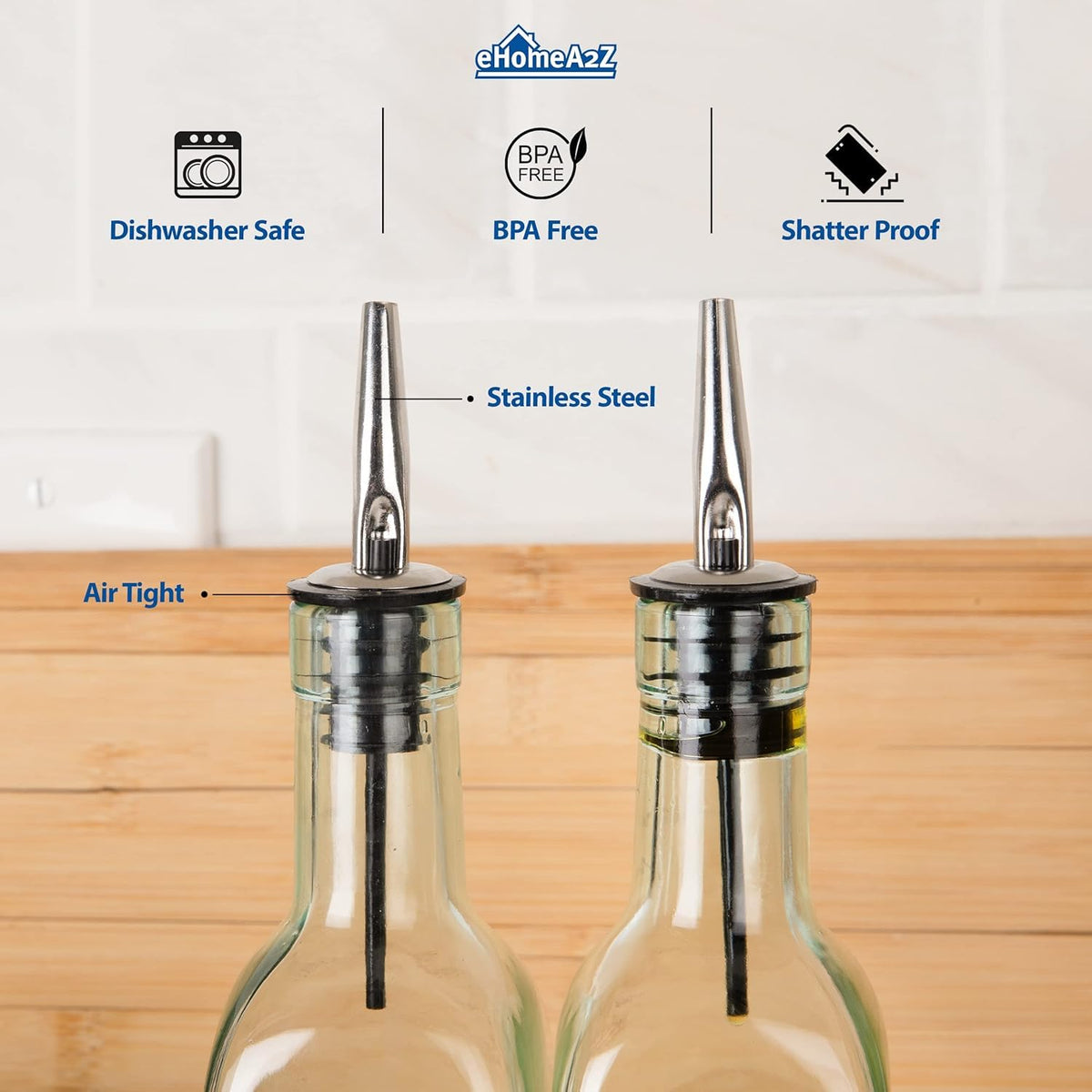 Slight green-tinted glass adds color while preserving oil freshness and visibility.