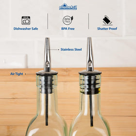 Slight green-tinted glass adds color while preserving oil freshness and visibility.