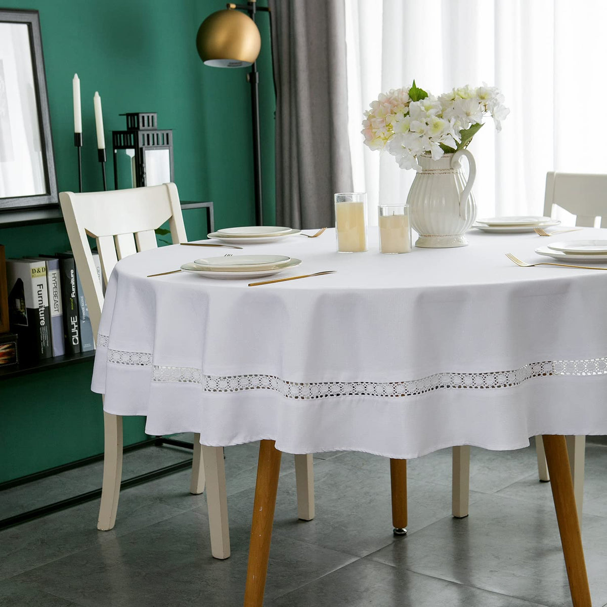 EHouseHome wedding table setup with lace for refined ambiance