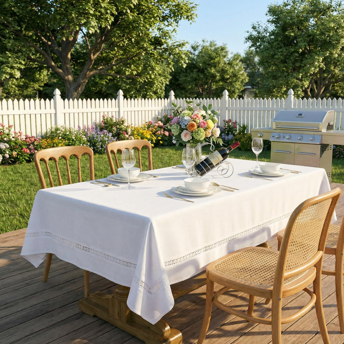 EHouseHome easy-clean tablecloth for machine washing and quick care.