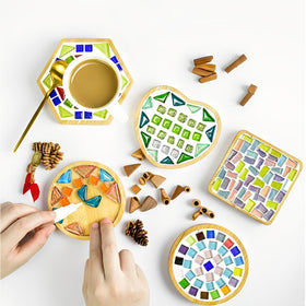 EHR plant coaster set shown for small indoor plants and surface protection.