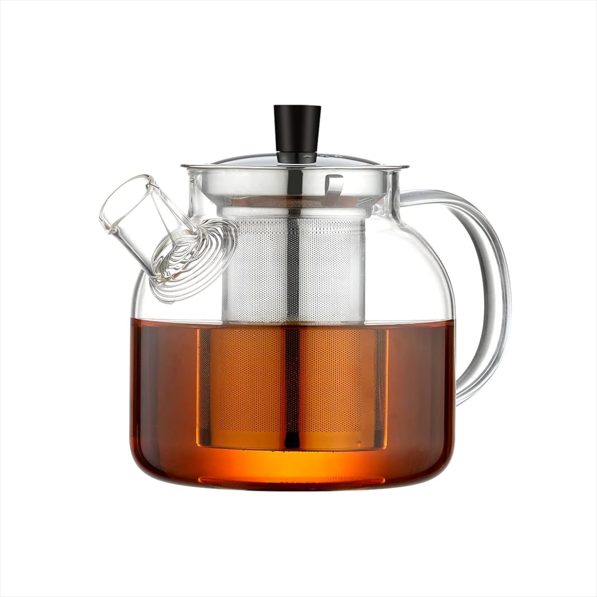 Ehugos glass teapot with removable infuser for blooming tea aromas and easy brewing.