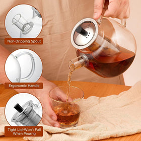 Ehugos glass teapot on stove demonstrates safe, fast heating for daily tea rituals.