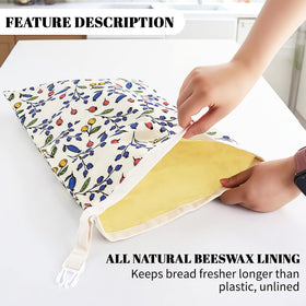 EHZYP beeswax bread bags cotton outer layer for soft storage.