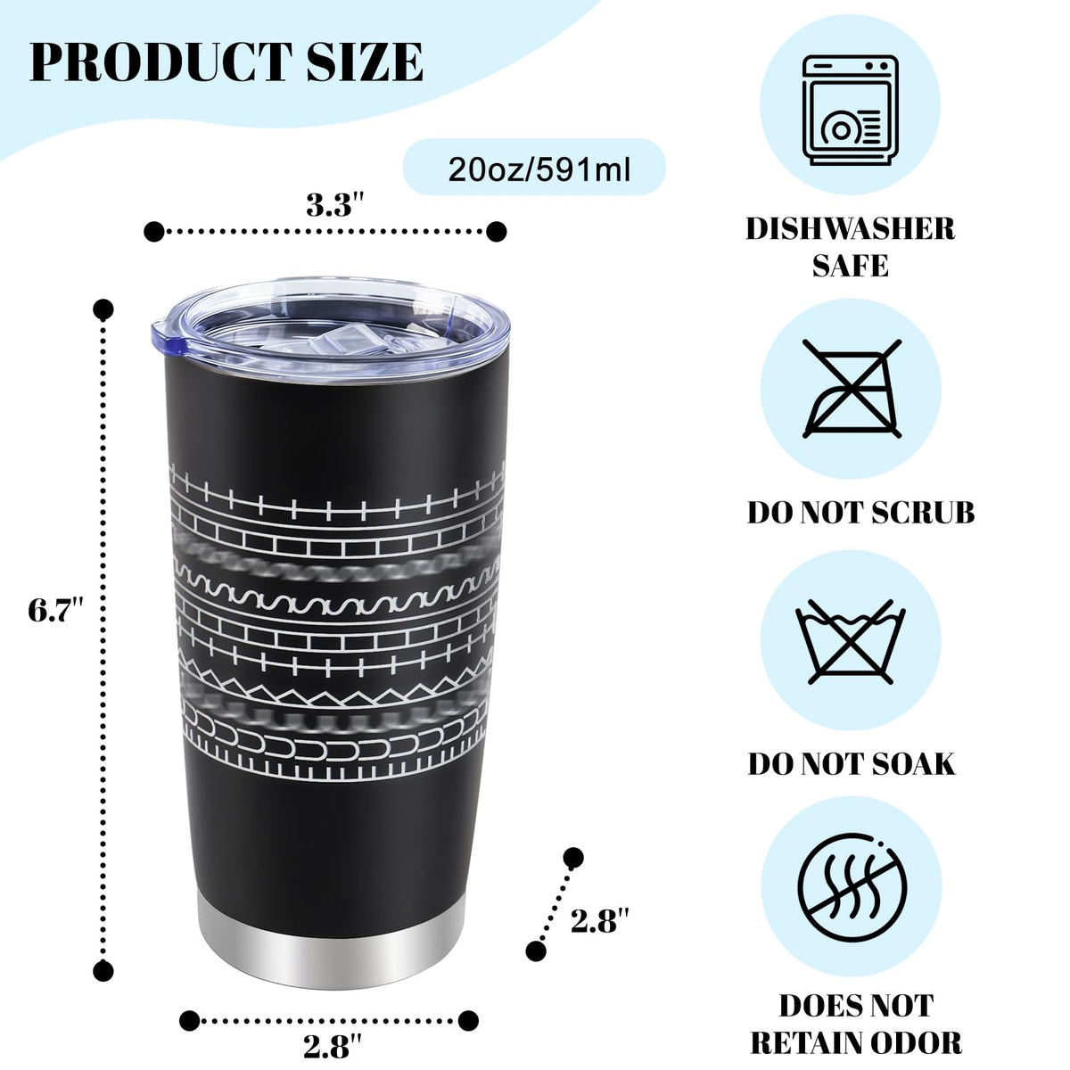 EHZYP black stainless steel mug with glossy finish for daily use