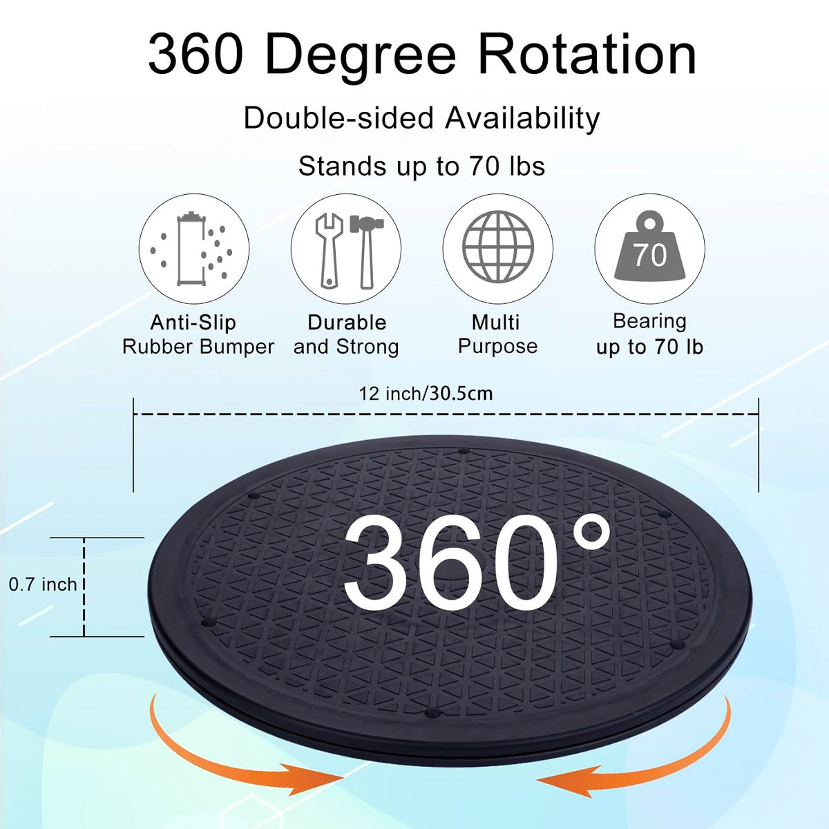 Eichzer diamond-pattern surface Lazy Susan provides secure grip for bowls and jars