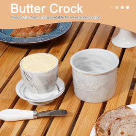 Eichzer butter crock with inverted bell lid adds vintage-elegant table styling