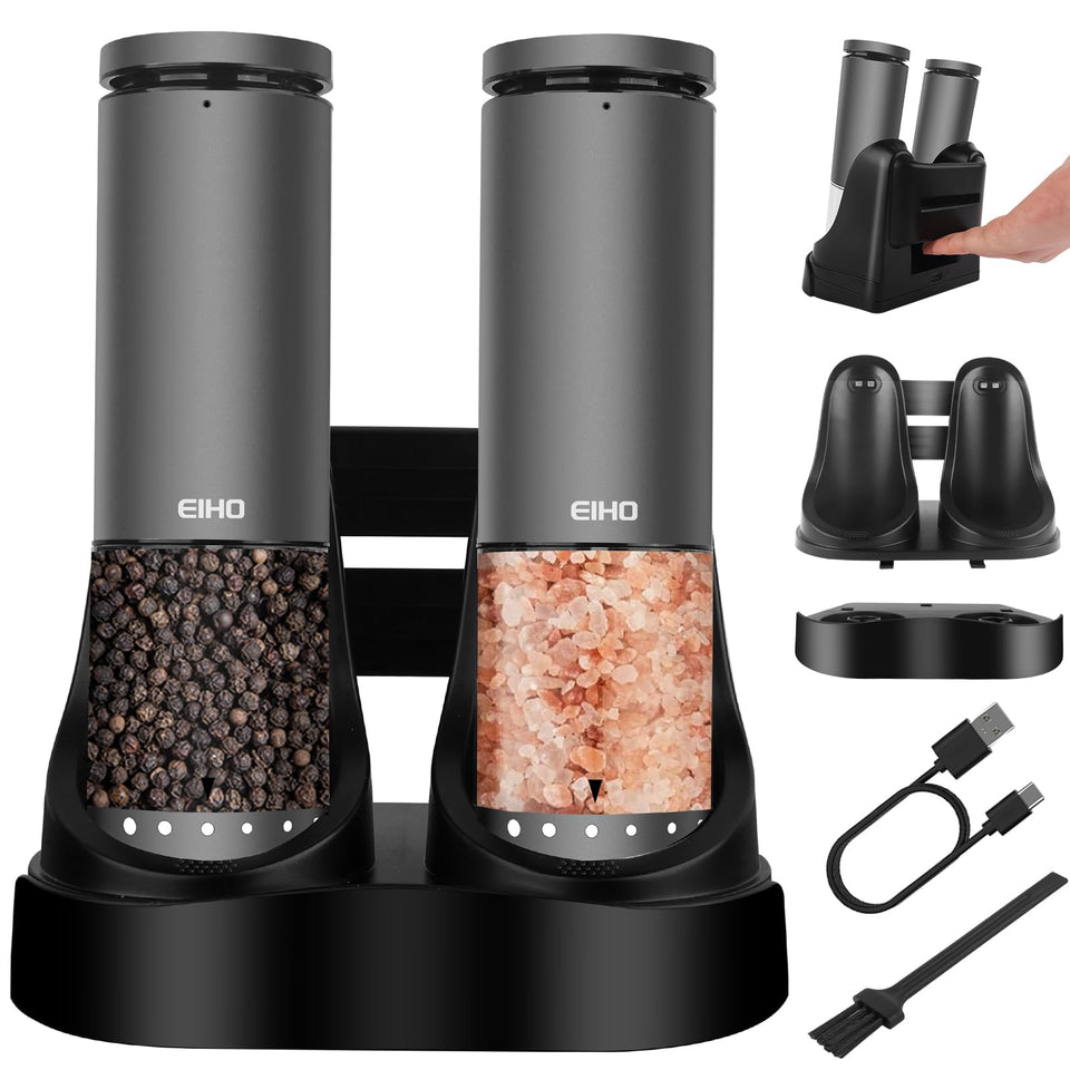 EIHO salt and pepper grinder with external coarseness for clean seasoning