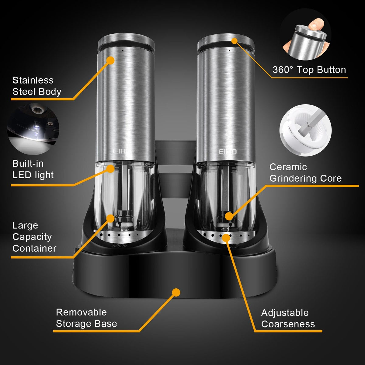 EIHO stainless steel body provides durable kitchen use