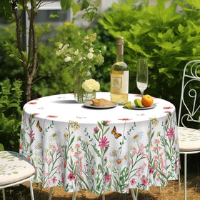 Eikione 60-inch diameter round tablecloth fits most tables for crowd-friendly dining.