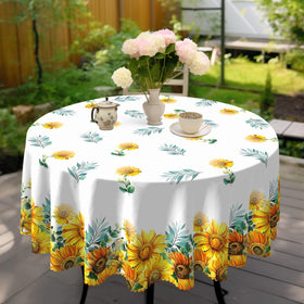 Eikione Sunflower Round Tablecloth boho-patterned setup for stylish gatherings