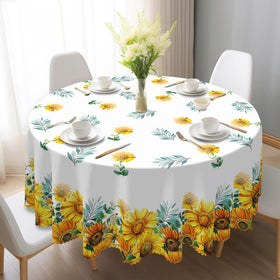 Eikione Sunflower Round Tablecloth waterproof finish protects surfaces during meals