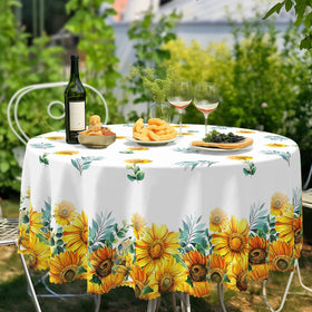 Eikione Sunflower Round Tablecloth wrinkle-resistant fabric stays smooth