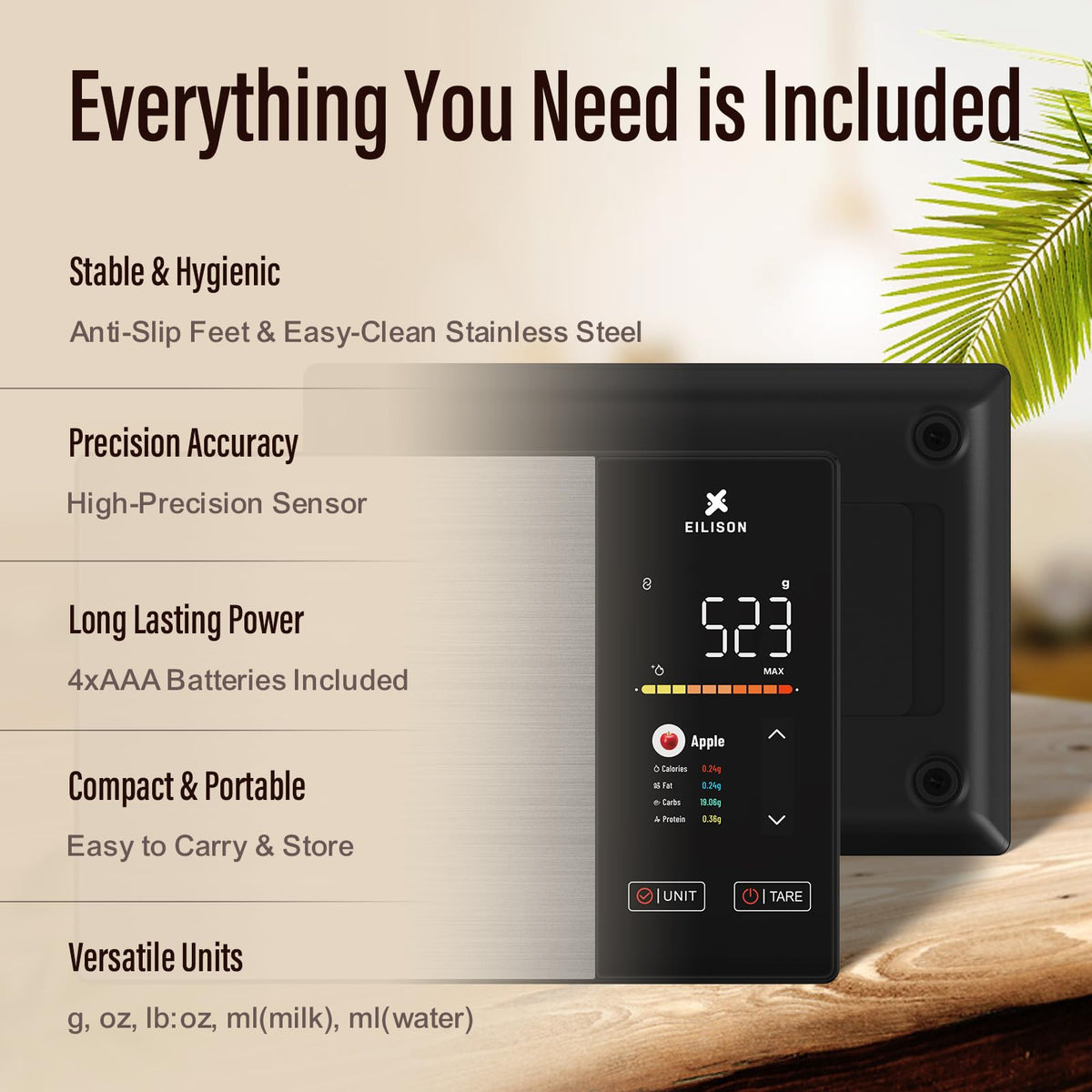 EILISON Smart Kitchen Scale compact design on a kitchen counter.