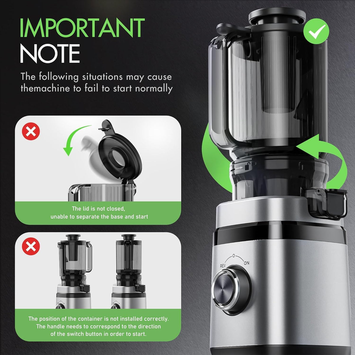 EILKOS safety features include lid auto-stop and blockage knob