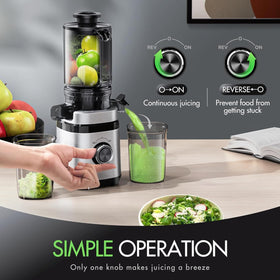 EILKOS slow masticating juicer operates quietly at 350W