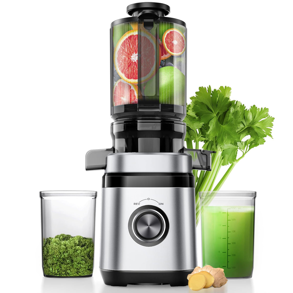 EILKOS juicer with wide feed chute processing whole produce efficiently