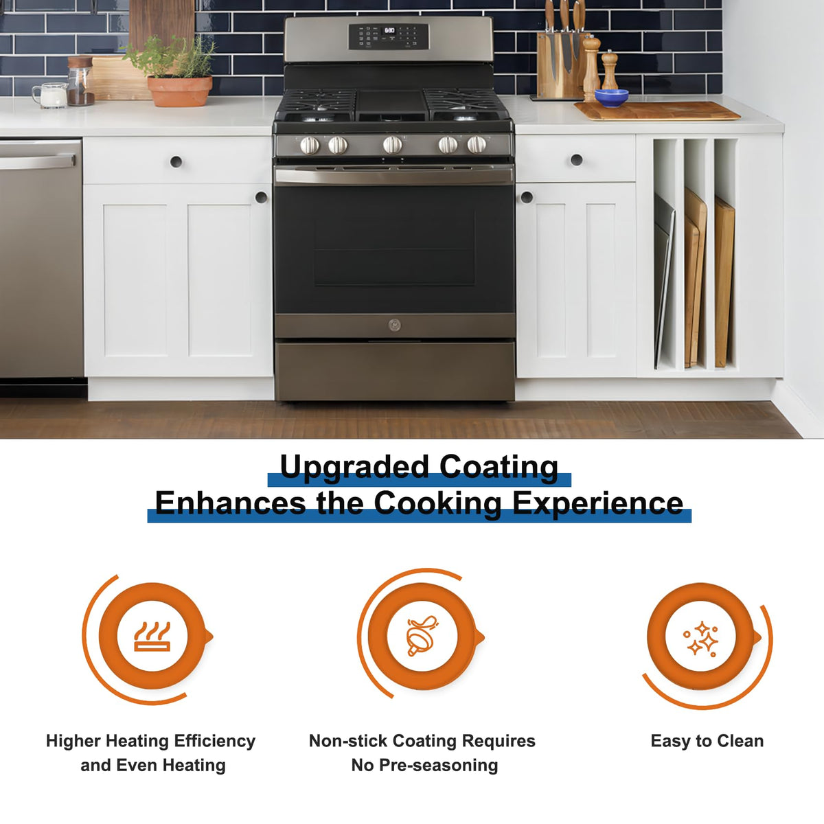 EIOLWJIEO WB31X24738 nonstick coating close-up highlights easy food release
