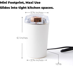 Compact design of the Eiqijci flax-seed grinder fits tight spaces in kitchens.