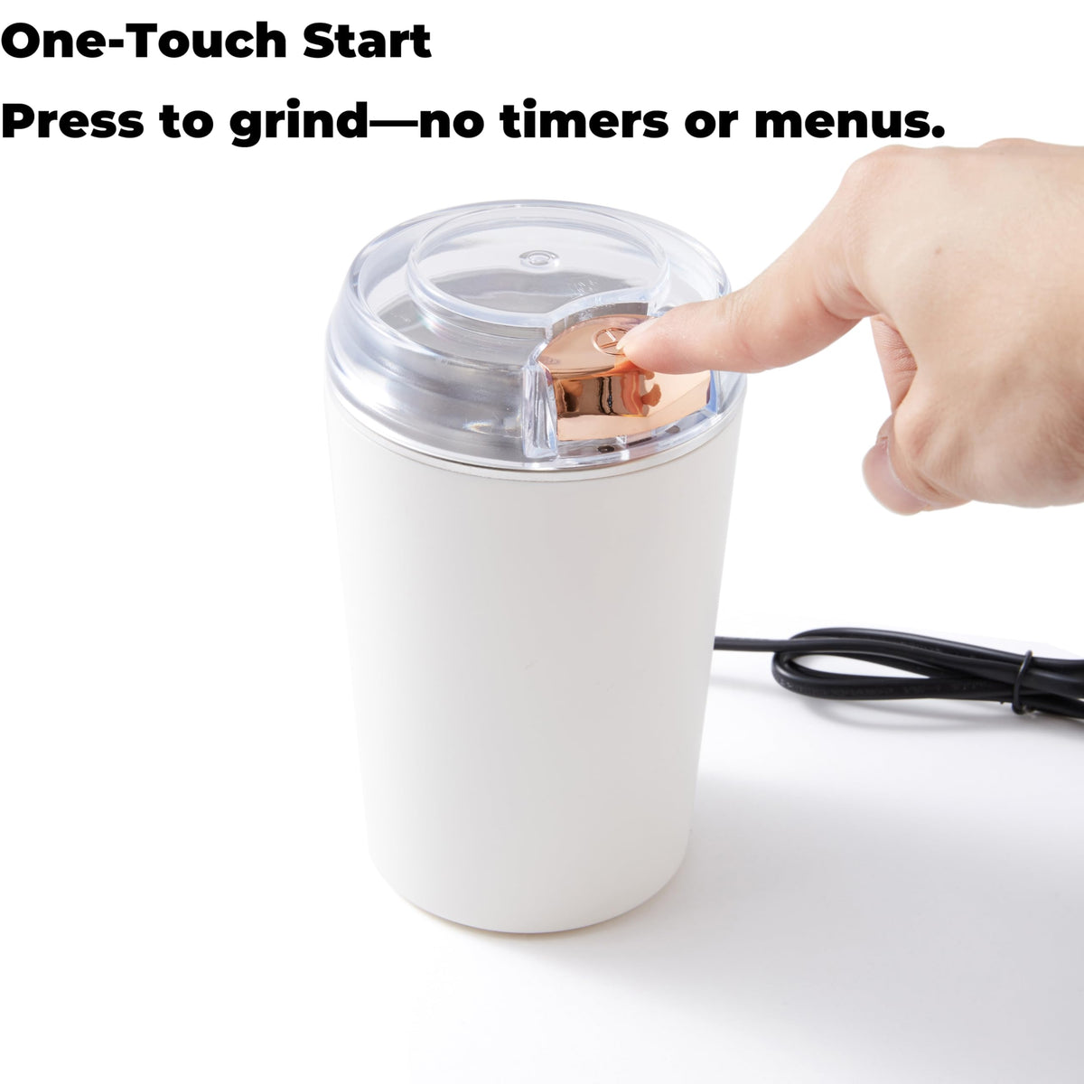 Eiqijci flax-seed grinder in use with one-touch operation.