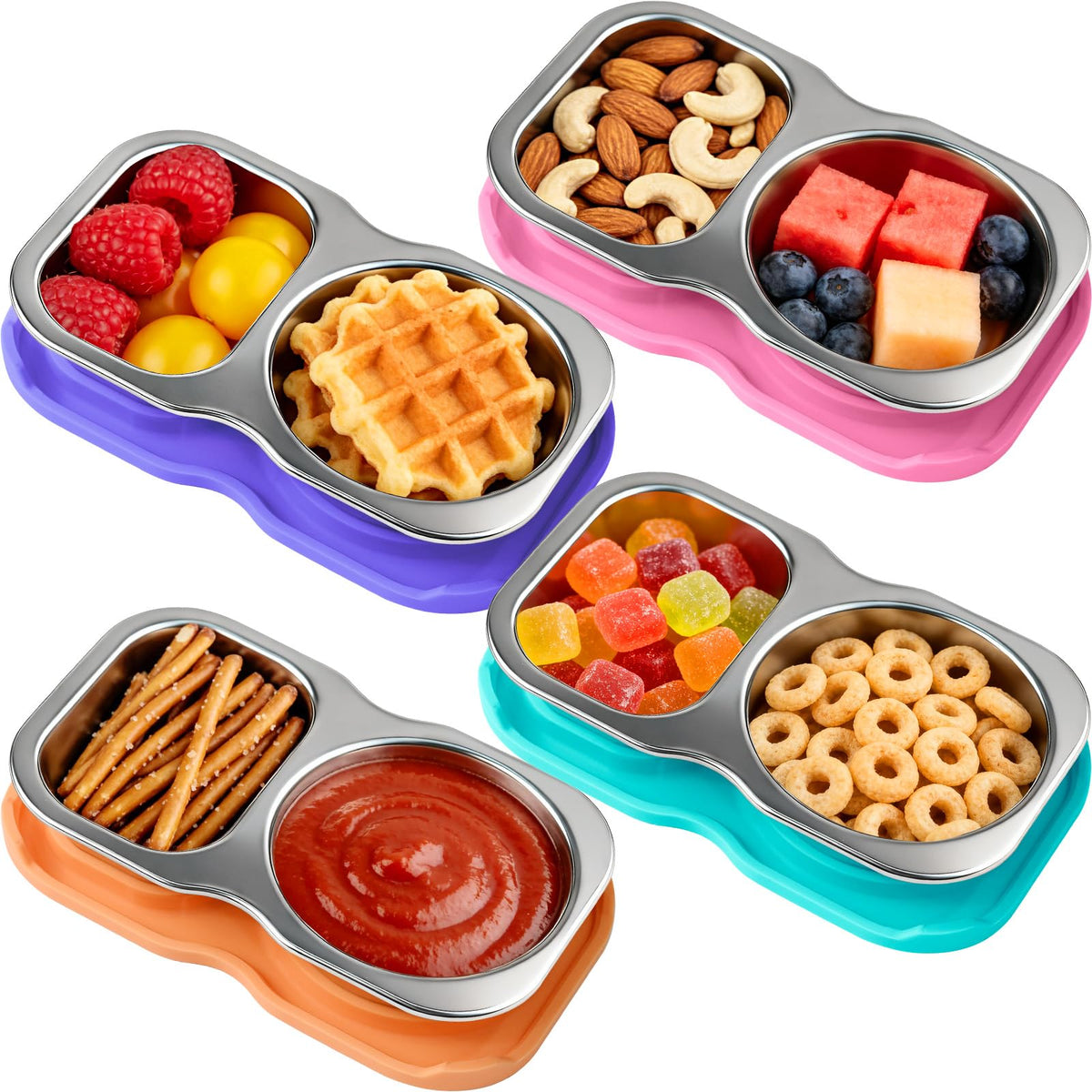 Eiyisem 4-pack stainless steel snack containers with lids for organized lunches
