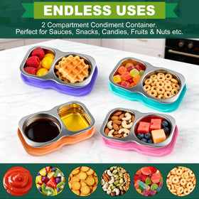 Eiyisem dual-compartment container shows 2.8oz and 2.2oz sections for separate sauces