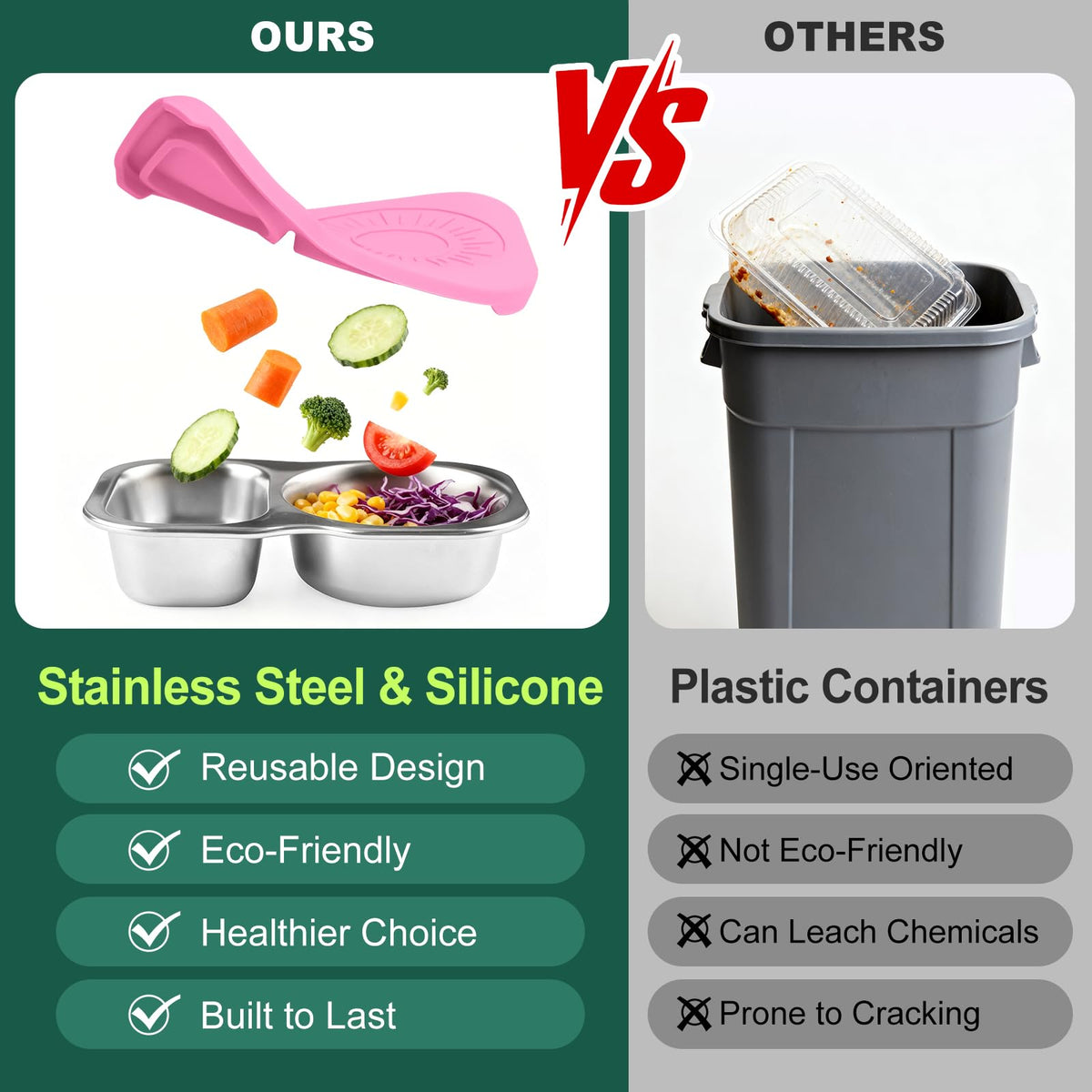 Eiyisem dishwasher-safe stainless steel container simplifies cleanup after meals at work