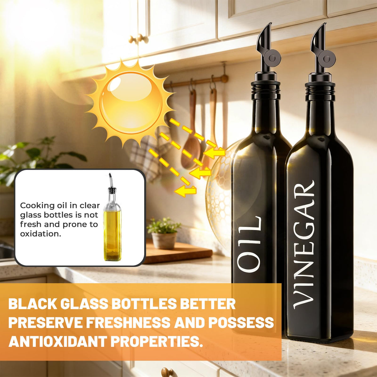 EJGIEGSO 500ml glass bottles for olive oil and vinegar
