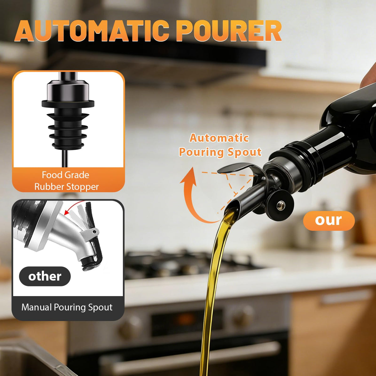 EJGIEGSO stainless steel pourers for smooth, drip-free dispensing