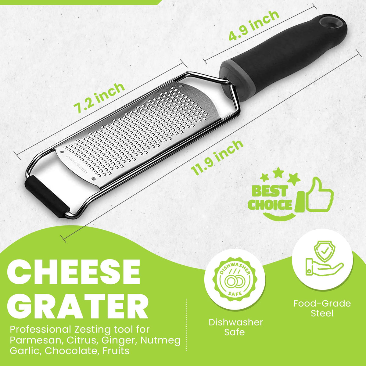 Blades close-up highlighting ultra-fine shredding for zest and chocolate.