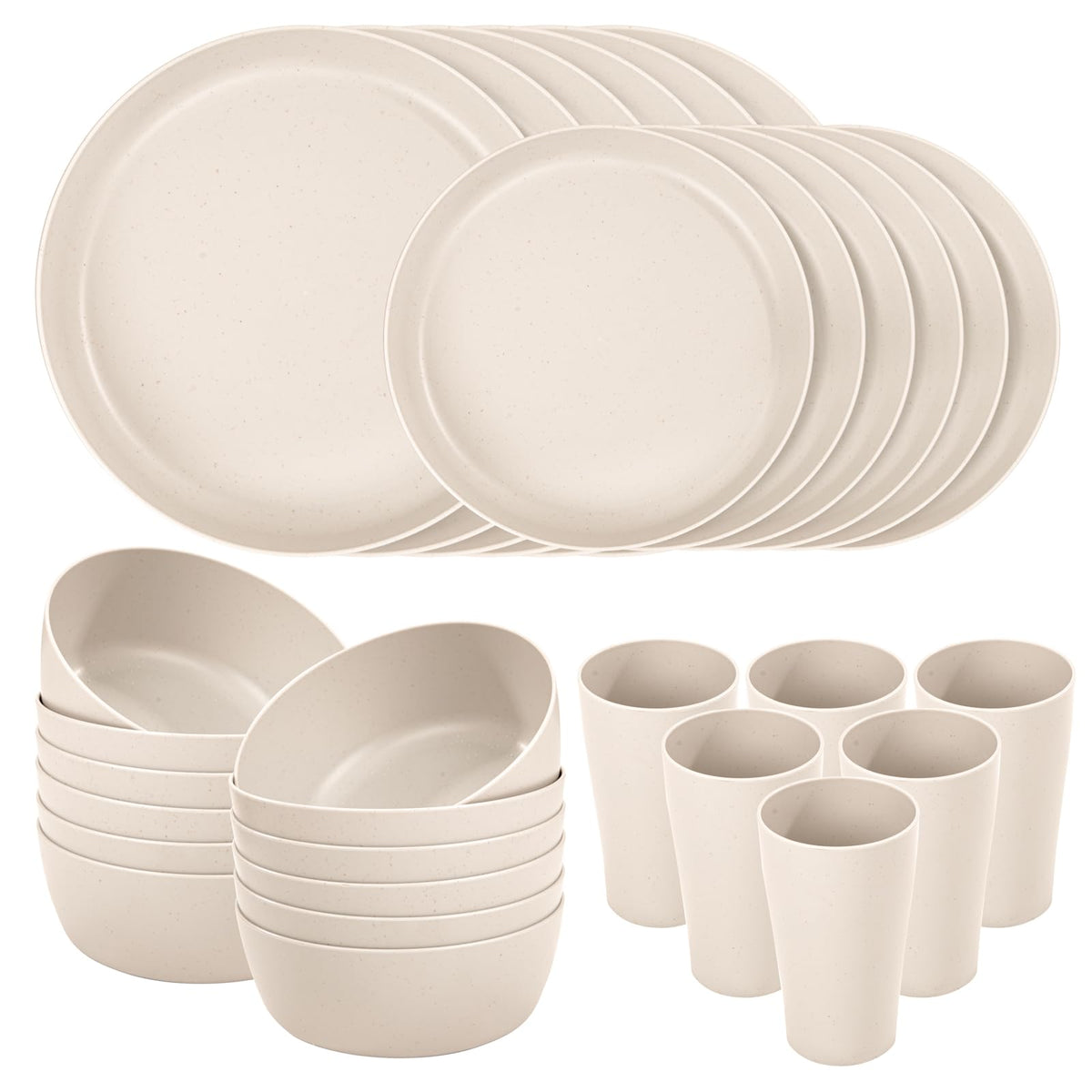 ejonirinjonir EI 24pc dessert plates beige, lightweight and stackable for daily use