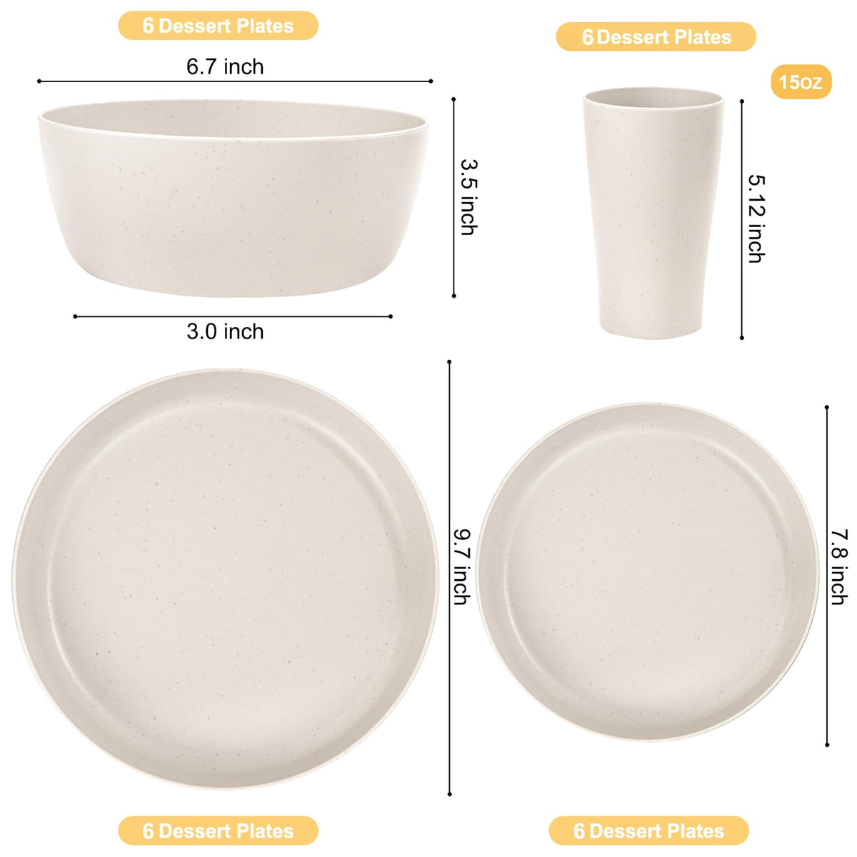 ejonirinjonir EI 24pc dinner plates beige, durable for outdoor meals