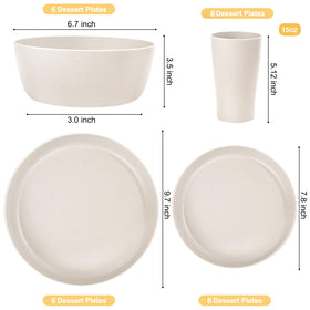 ejonirinjonir EI 24pc dinner plates beige, durable for outdoor meals