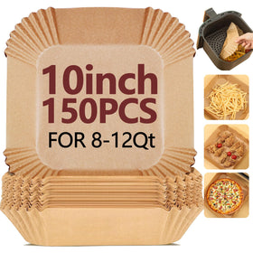 EKACO 10-inch square air fryer liner pack keeps food from sticking and eases cleanup.