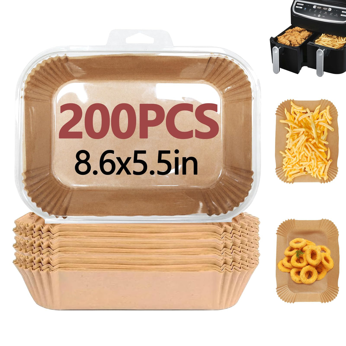 EKACO Ninja liner fits 8.6x5.5 inch basket for mess-free air frying.