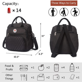 EKERHO lunch bag backpack side pocket for utensils and keys