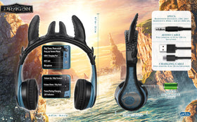 EKIDS Dragon headphones on desk with tablet illustrating classroom-ready wireless listening.