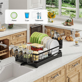 Ekisemio dish drying rack anti-slip feet provide stable placement on counters.