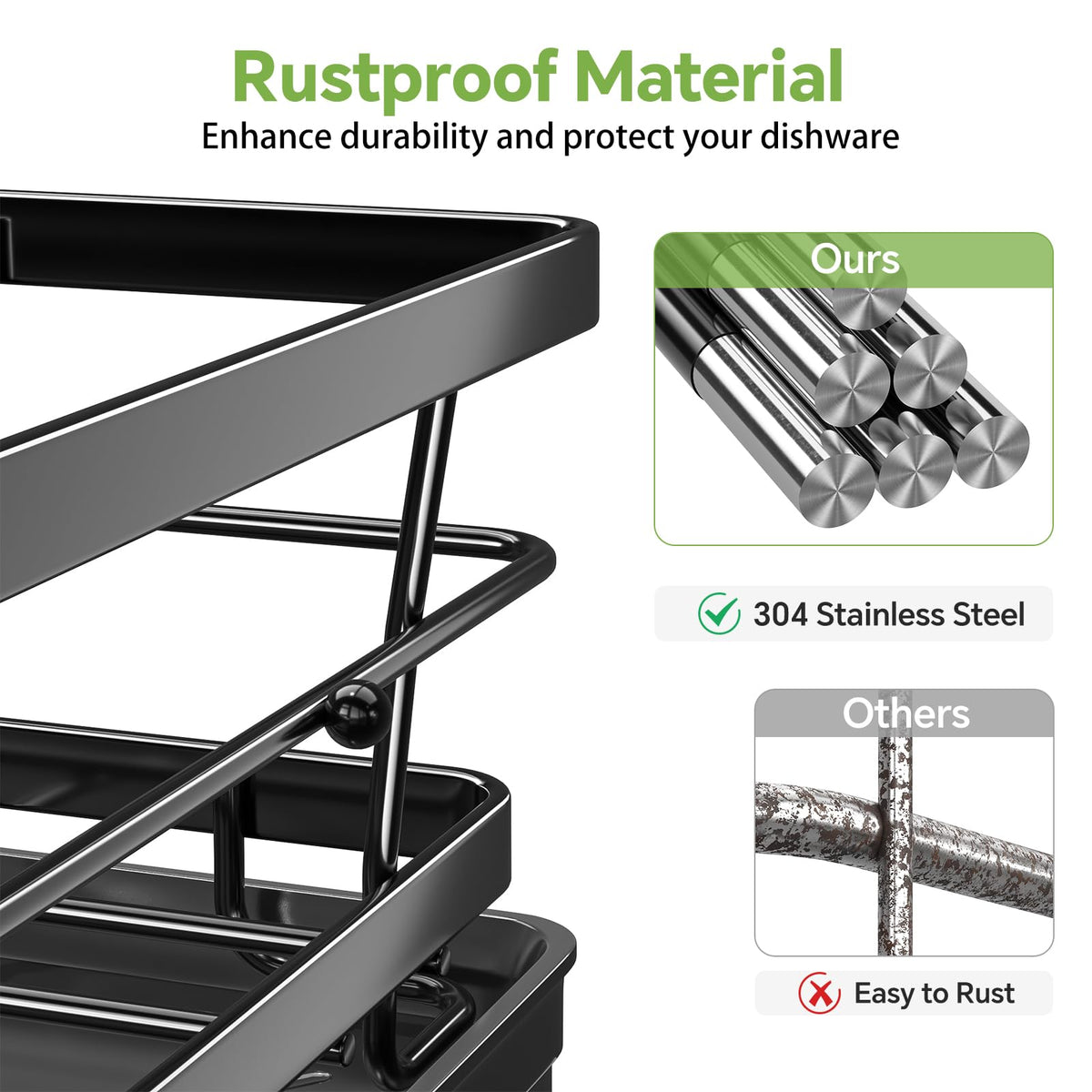Ekisemio dish drying rack compact size illustrates efficient use of limited counter space.