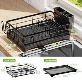 Ekisemio dish drying rack side profile highlights slim footprint for small counters.