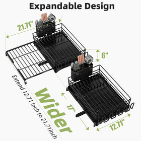 Ekisemio large-capacity drainer keeps bowls organized on the counter.