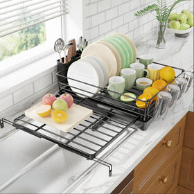 Ekisemio expandable dish rack, extended width for more drying space.