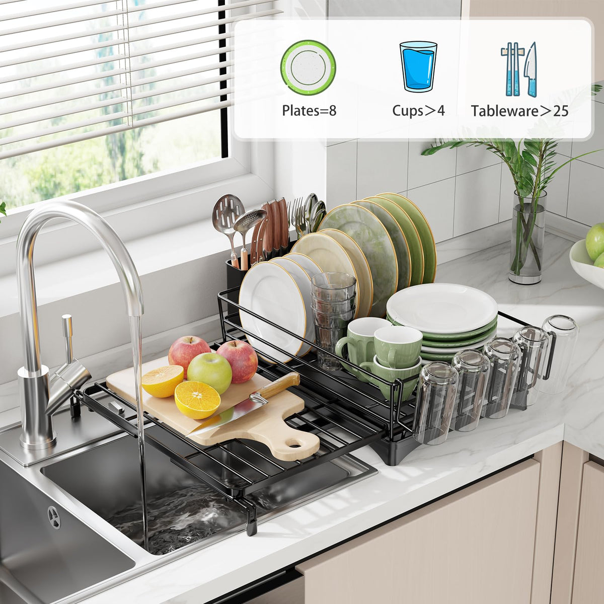 Ekisemio built-in utensil holder keeps cutlery neatly sorted.