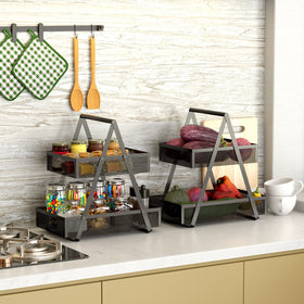 EKNITEY two-tier countertop organizer for easy kitchen storage.