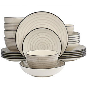 Elama Gia 24-piece dinnerware in cream with hand-painted finish for everyday dining