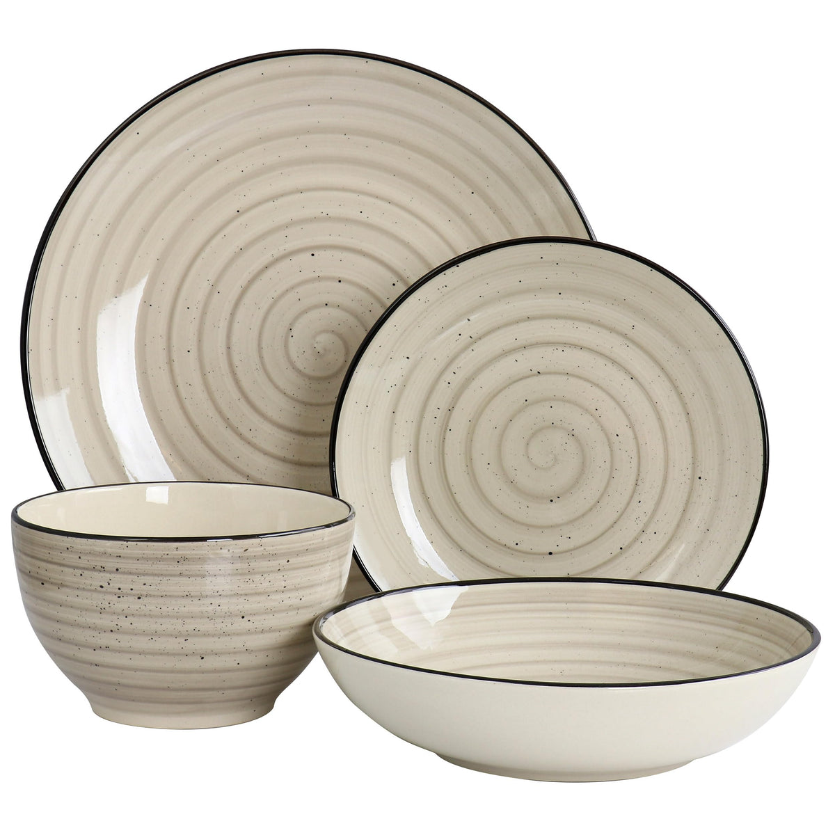 Elama Gia 10.5-inch dinner plate with solid color and swirl accents