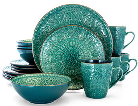 Elama Sea Foam Mosaic dinner plate with sea green texture for elegant everyday meals